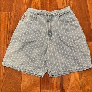 90s Vintage B.U.M. Equipment Pinstripe Denim Shorts Skater Y2K